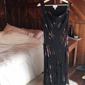 Long Gown with Velvet Floral Pattern